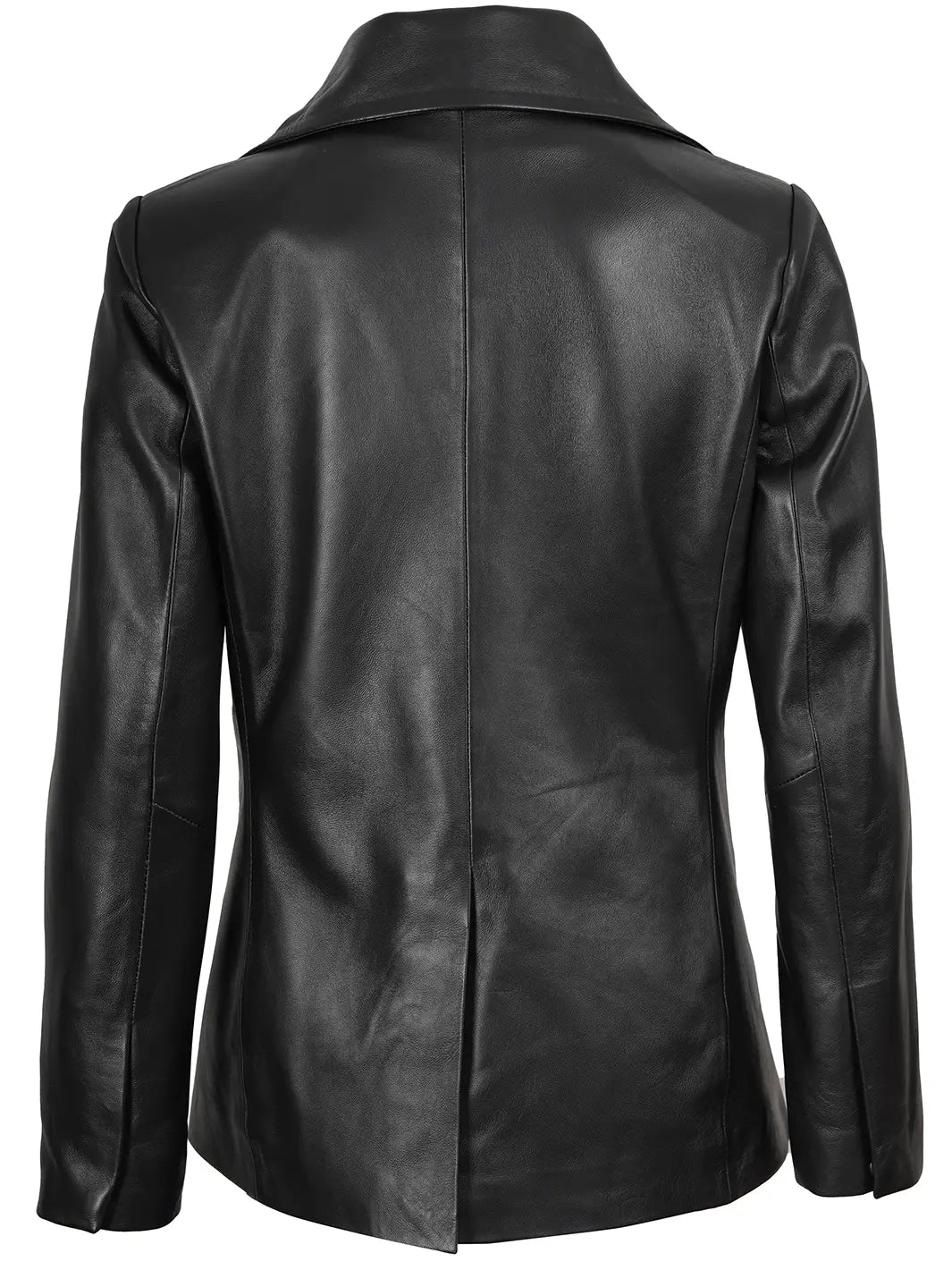 Women's Black Double Breasted Leather Blazer The Leather Fit