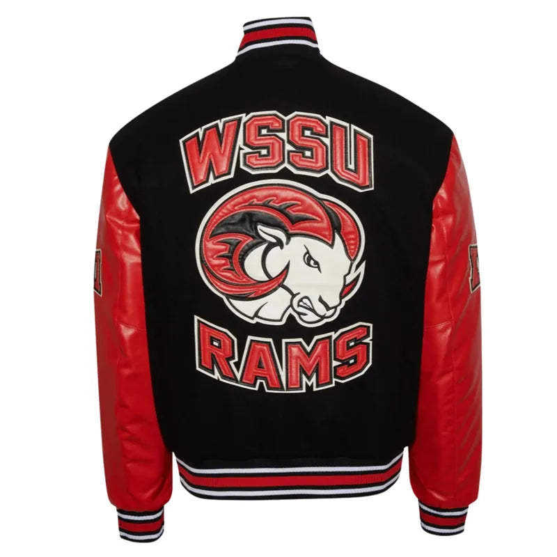 Winston Salem State University Black and Red Varsity Jacket The Leather Fit