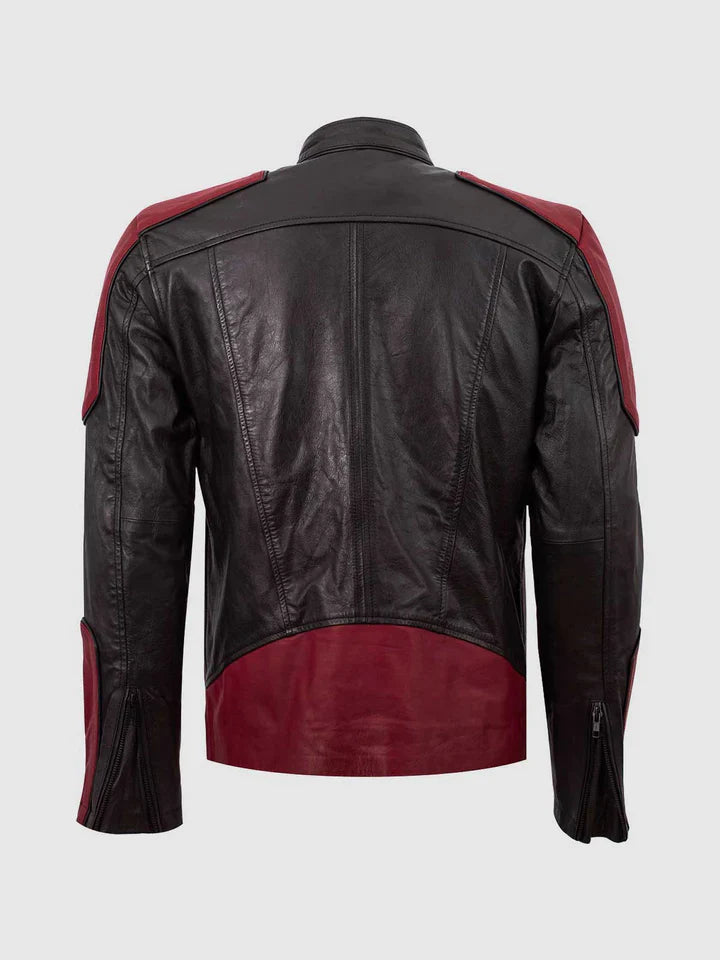 Black & Red Cafe Racer Jacket The Leather Fit