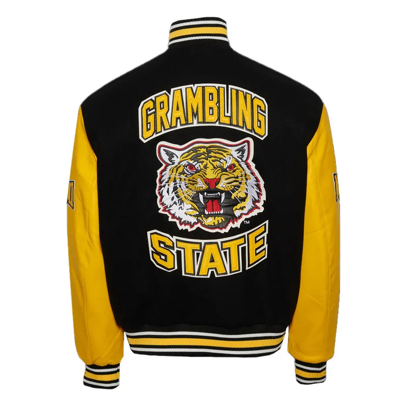 Grambling State University Black and Gold Varsity Jacket The Leather Fit