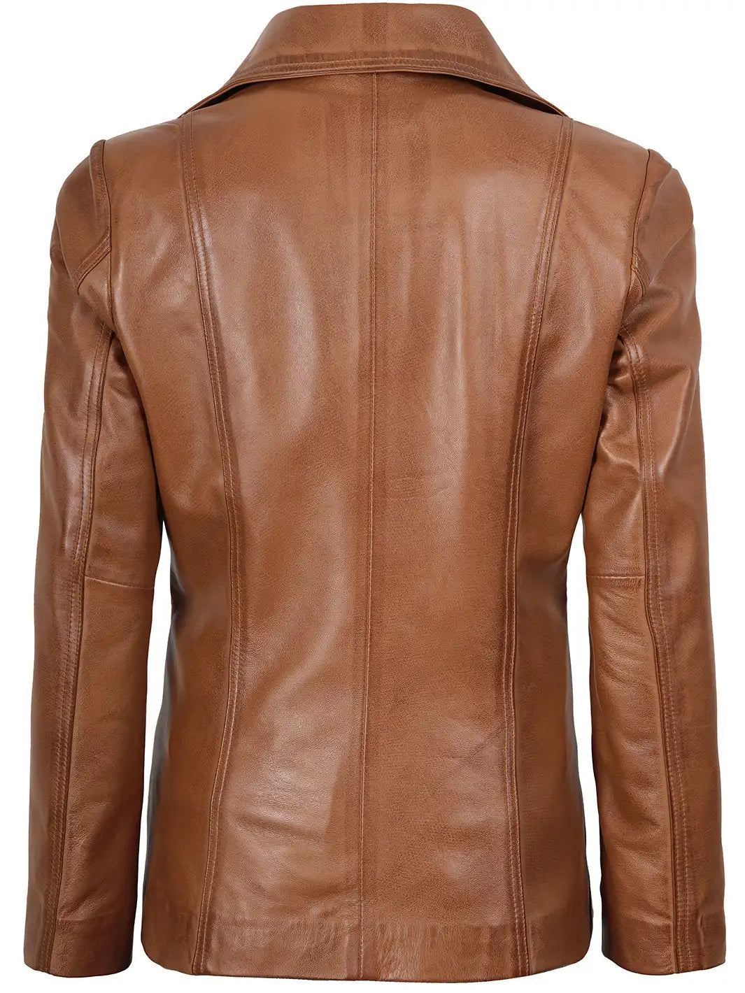 Women's Two Button Tan Brown Leather Blazer Jacket The Leather Fit