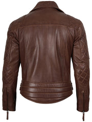 Frisco Mens Dark Brown Quilted Asymmetrical Leather Biker Style Jacket The Leather Fit