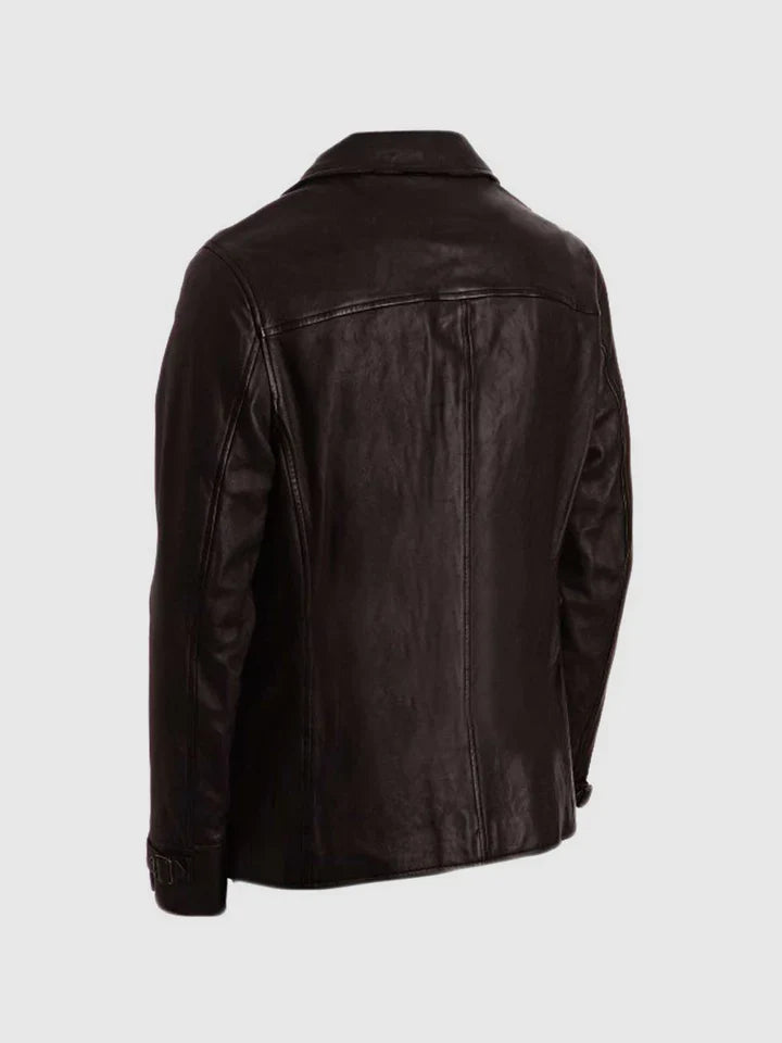 4 Button Brown Leather Coat The Leather Fit