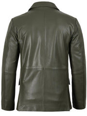 Men's Dark Green Real Leather Blazer The Leather Fit