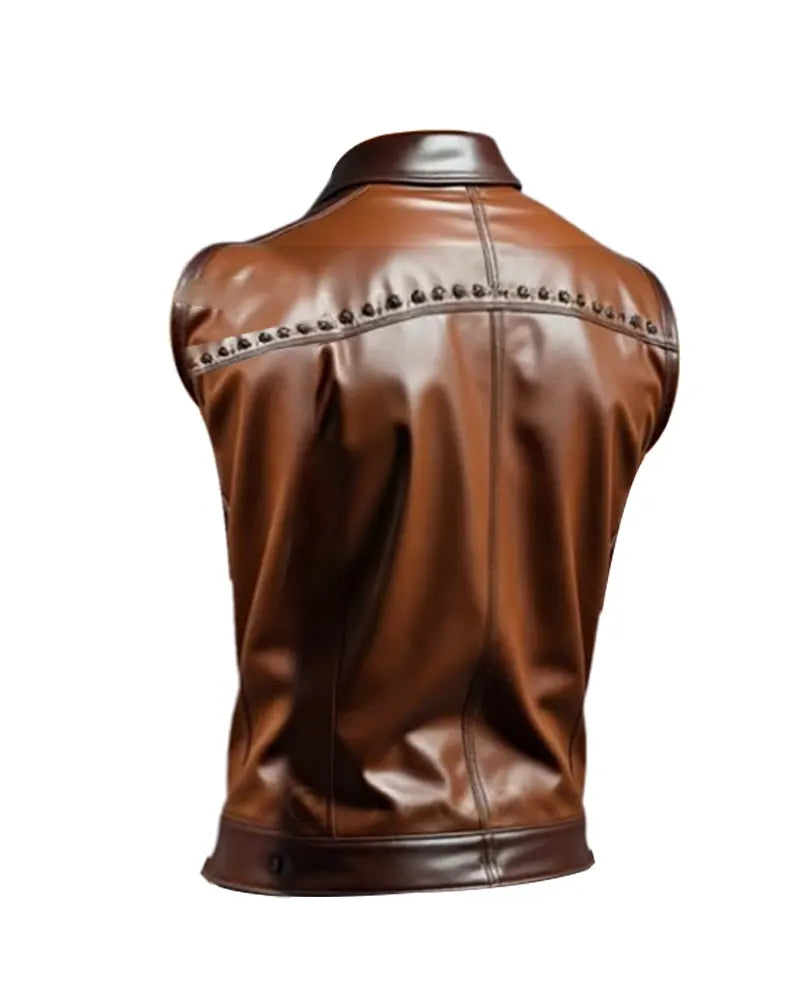 Men’s Classic Brown Leather Vest The Leather Fit