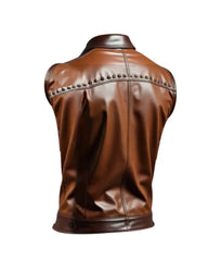 Men’s Classic Brown Leather Vest The Leather Fit