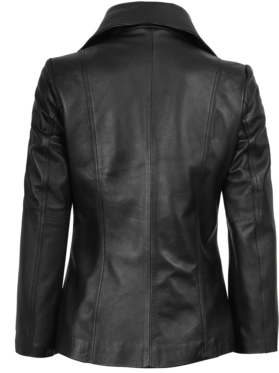Women's Black Two Button Leather Blazer Jacket The Leather Fit
