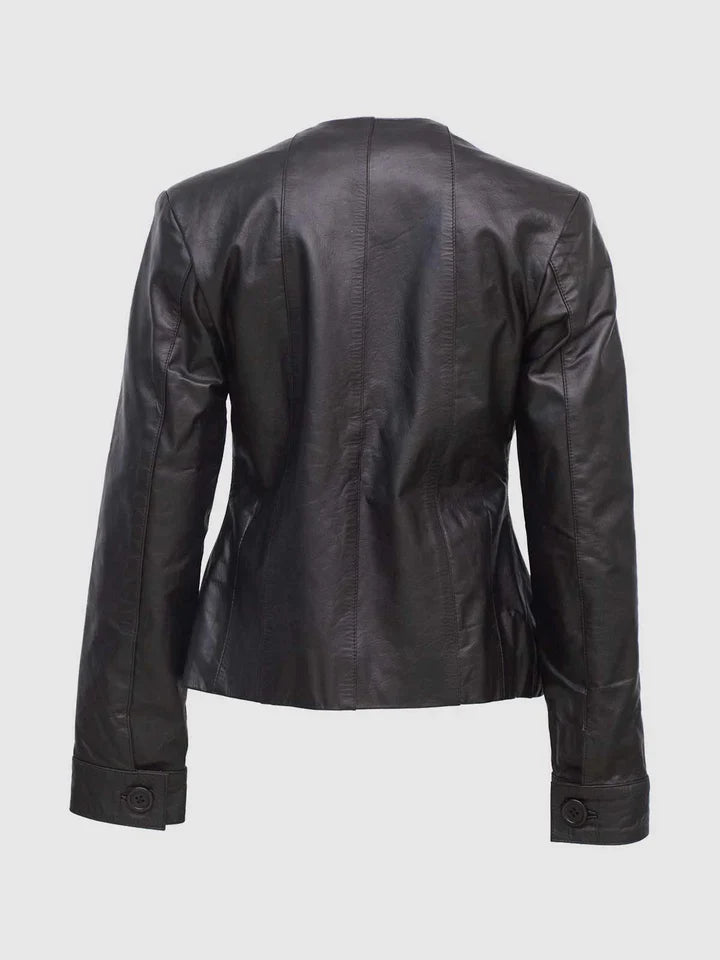 Collarless Leather Jacket The Leather Fit