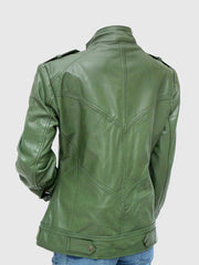 Green Leather Biker Jacket The Leather Fit