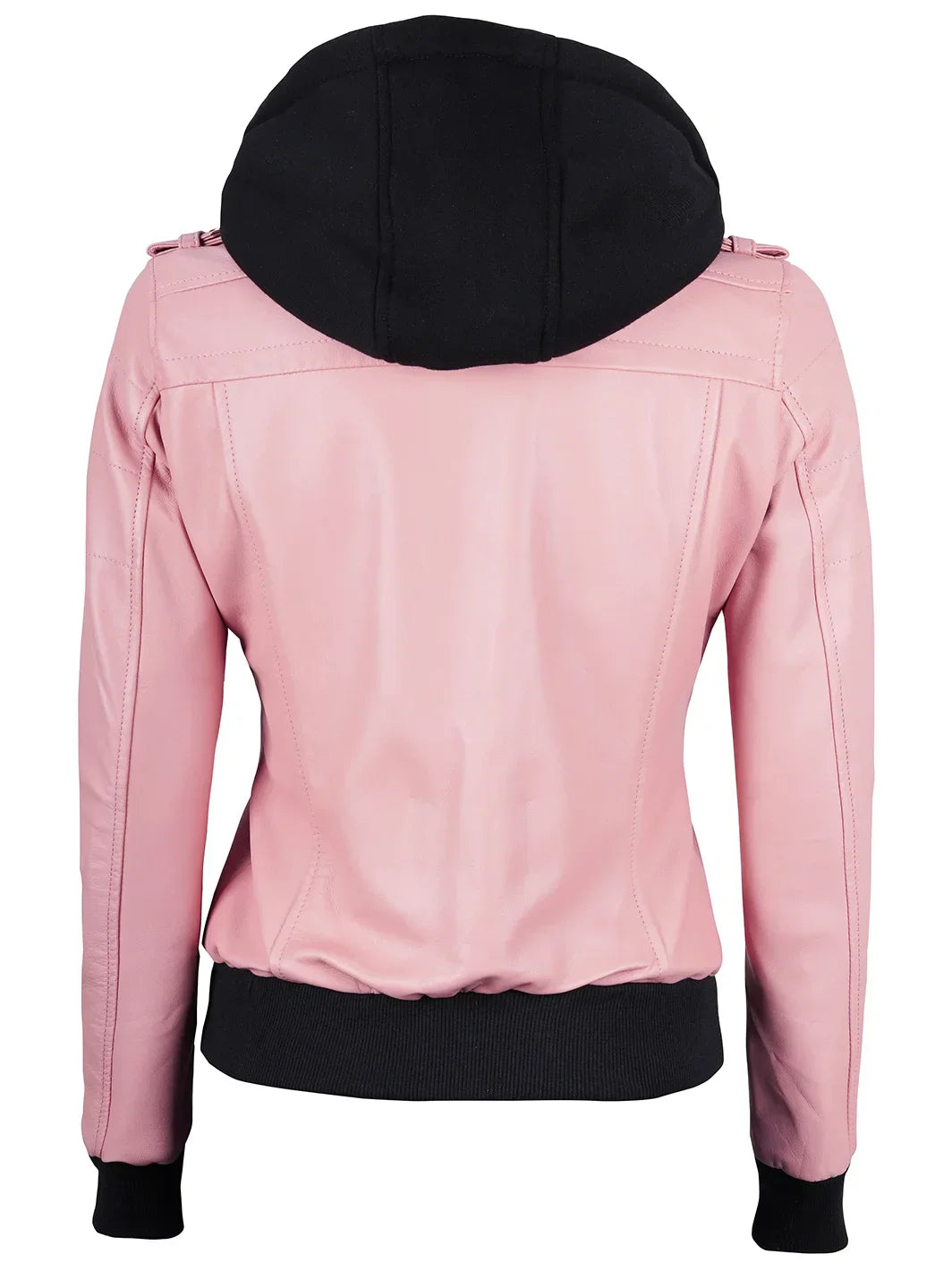Women's Pink Leather Jacket with Removable Hood The Leather Fit