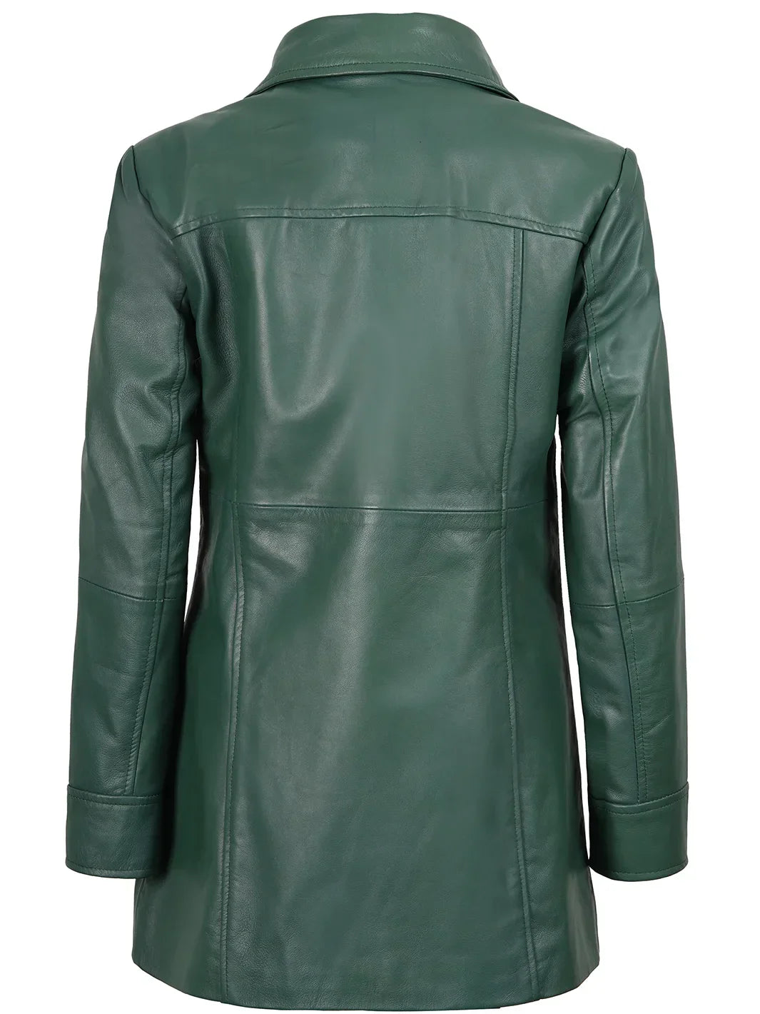 Kandis Women's Green Real Leather Car Coat The Leather Fit