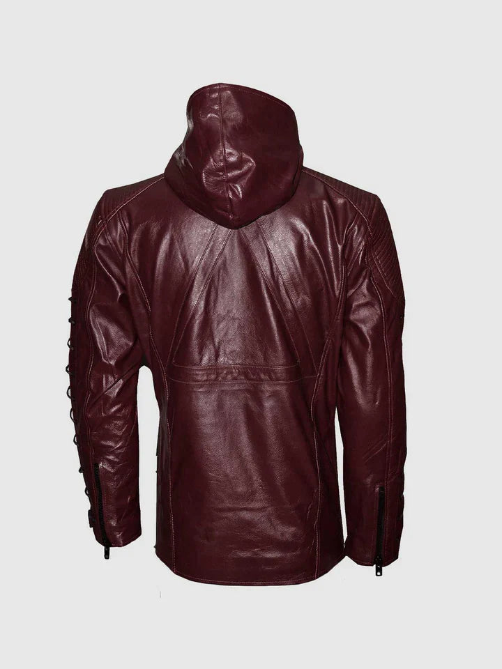 Maroon Leather Hoodie The Leather Fit