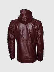 Maroon Leather Hoodie The Leather Fit
