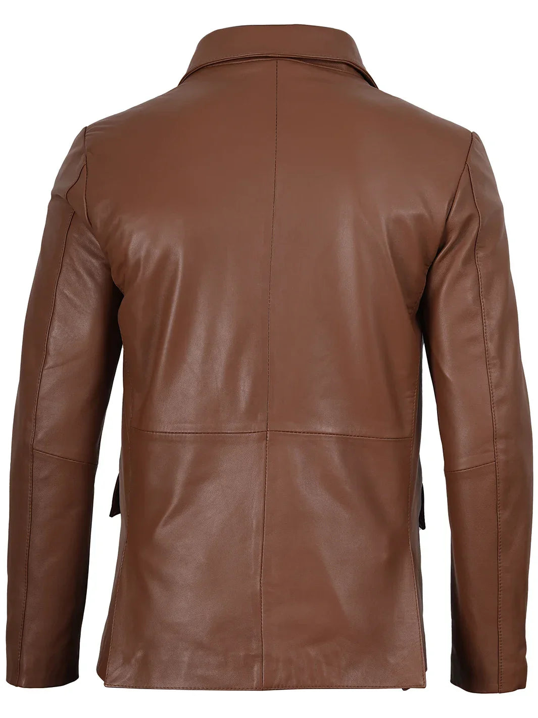 Men's Cognac Brown Real Leather Blazer The Leather Fit