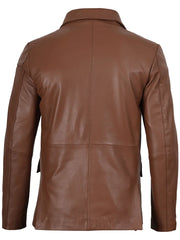 Men's Cognac Brown Real Leather Blazer The Leather Fit