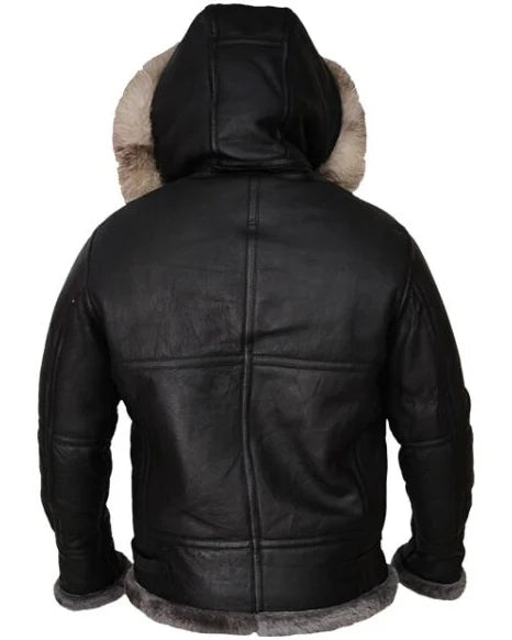 Robert All Black Shearling B3 Parka Jacket The Leather Fit