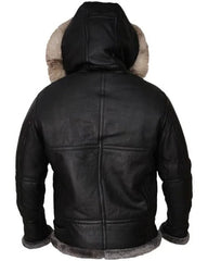 Robert All Black Shearling B3 Parka Jacket The Leather Fit