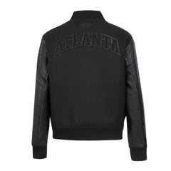 Atlanta Hawks Triple Black Varsity Wool-Leather Jacket The Leather Fit