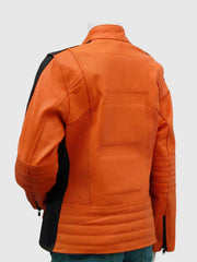 Orange Biker Leather Jacket The Leather Fit