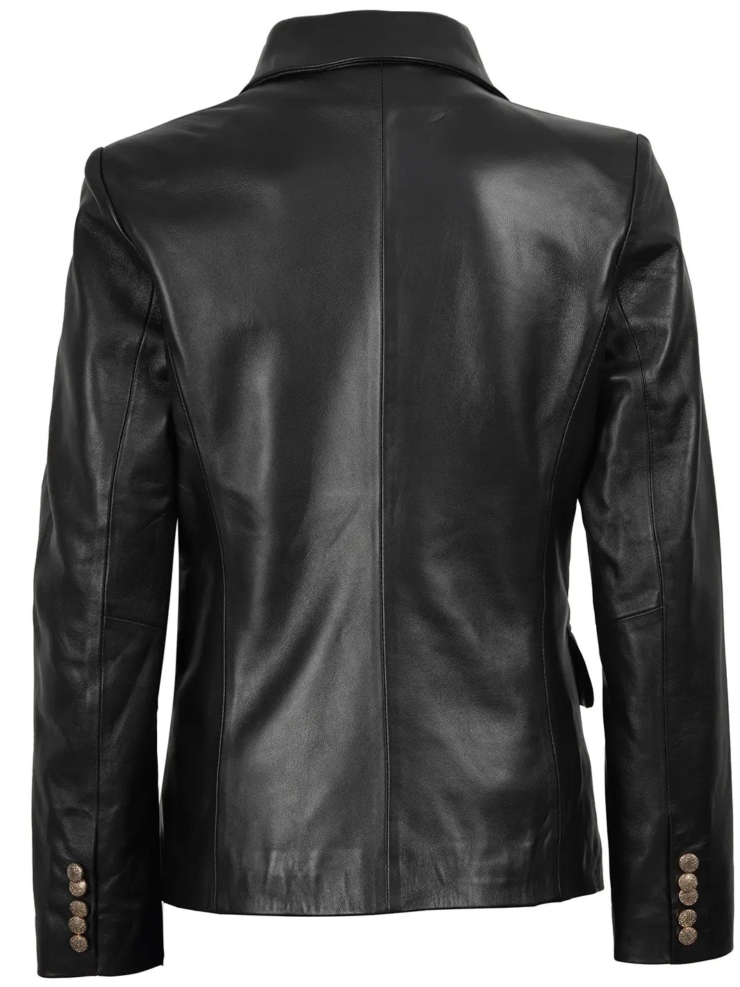 Kim Women's Black Double Breasted Leather Blazer The Leather Fit
