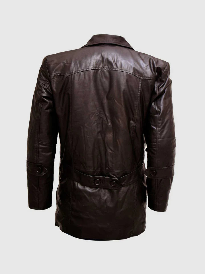 Dark Brown Button Jacket The Leather Fit