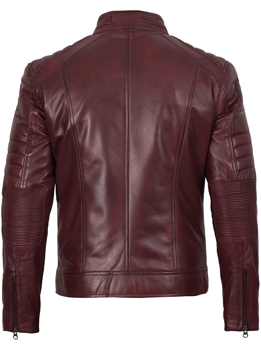 Mens Burgundy Cafe Racer Leather Jacket The Leather Fit