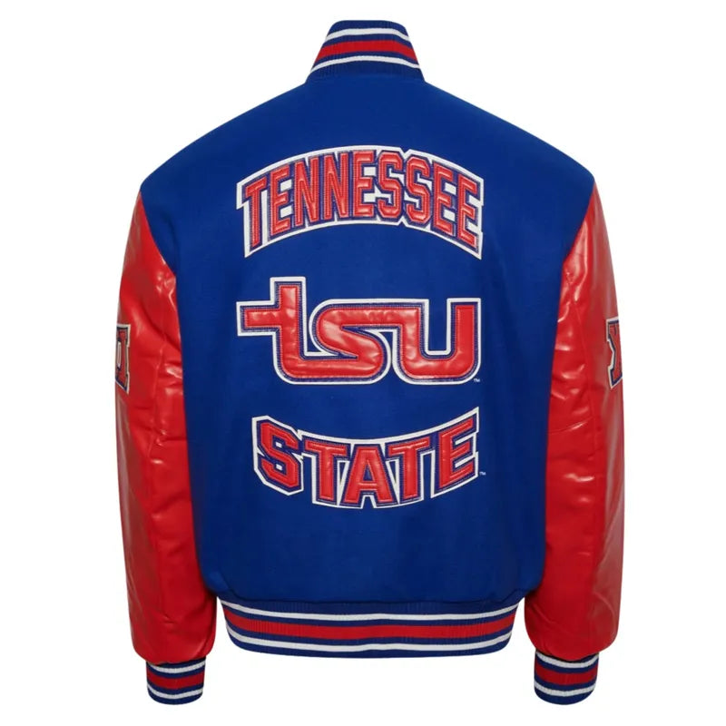 Tennessee State University Royal and Red Varsity Jacket The Leather Fit