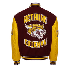 Bethune Cookman University Maroon and Gold Varsity Jacket The Leather Fit