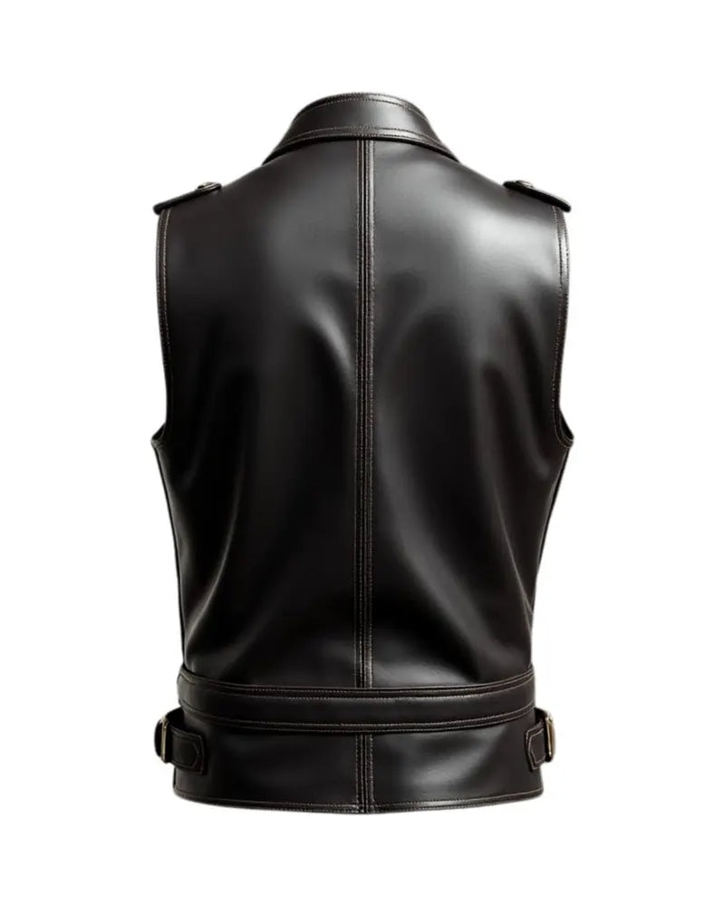 Men’s Premium Black Leather Vest The Leather Fit