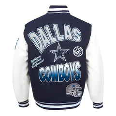Dallas Cowboys Turn It Up Classic Rib Varsity Jacket The Leather Fit