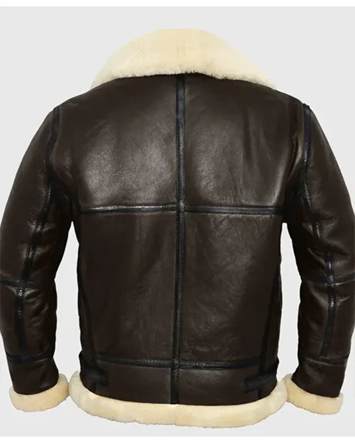 Roy B-3 Shearling Brown Leather Aviator Jacket The Leather Fit