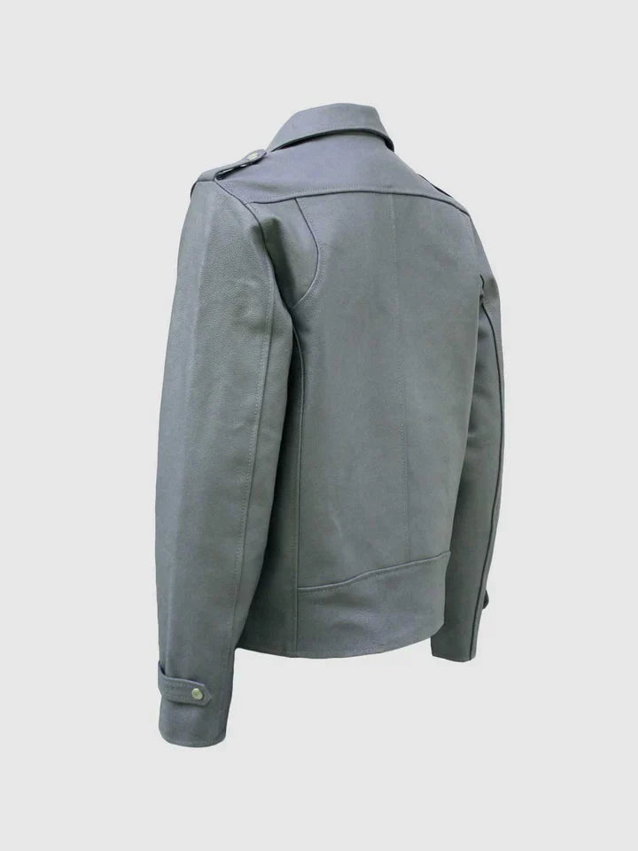 Classic Grey Leather Jacket The Leather Fit