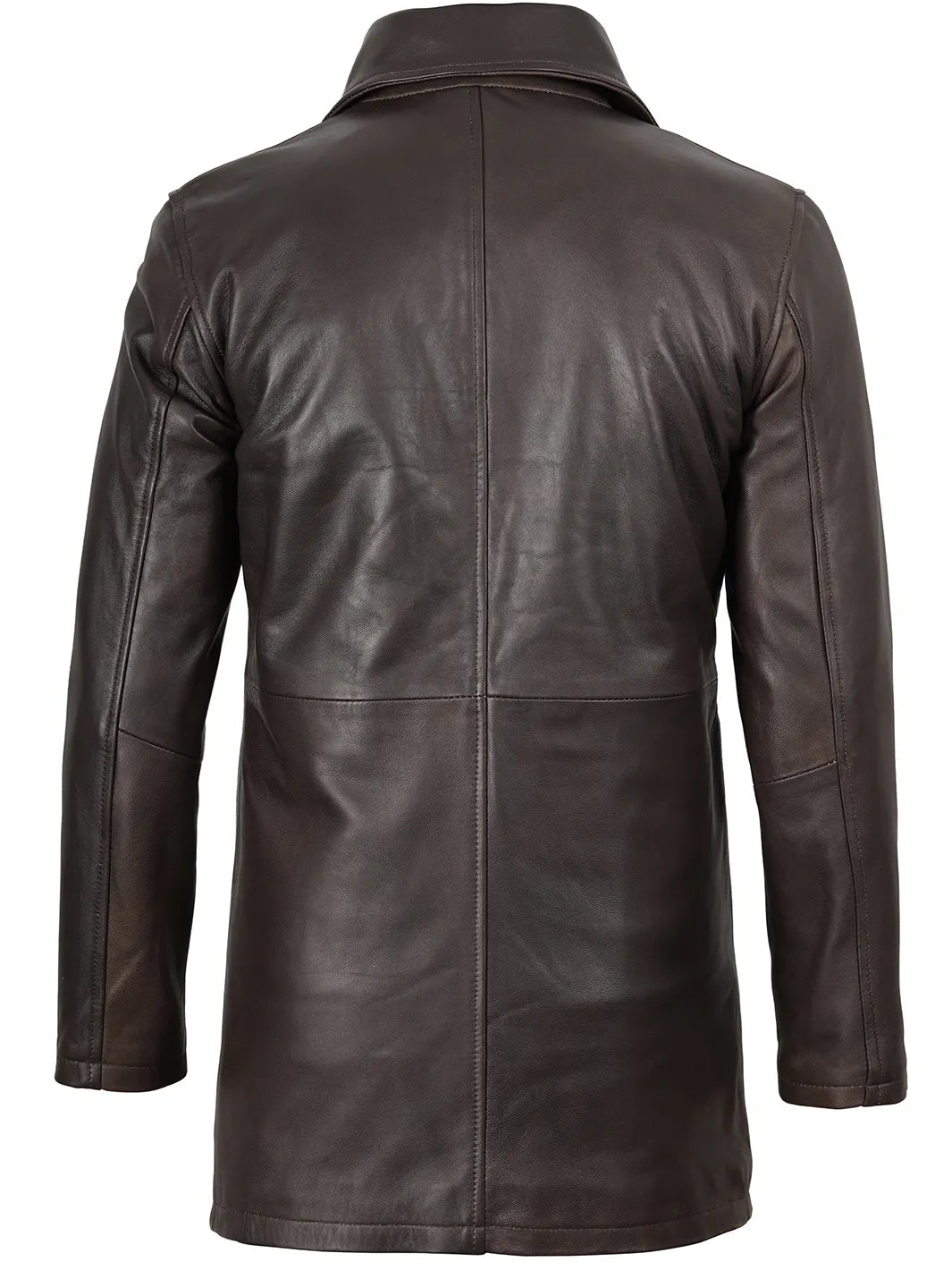 Winchester Men's Distressed Dark Brown Leather Car Coat The Leather Fit