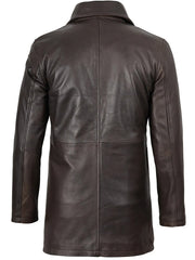 Winchester Men's Distressed Dark Brown Leather Car Coat The Leather Fit