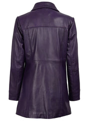 Kandis Women's Leather Purple 3/4 Length Car Coat The Leather Fit