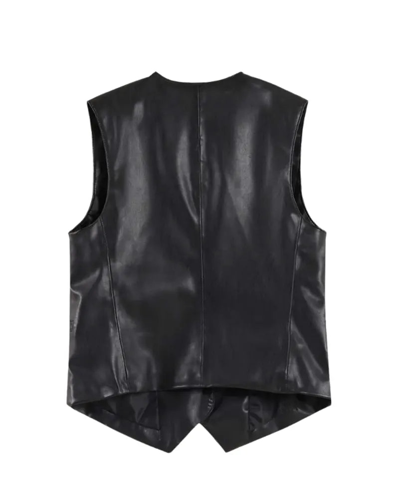 Men’s Black Faux Leather Vest The Leather Fit