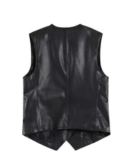 Men’s Black Faux Leather Vest The Leather Fit