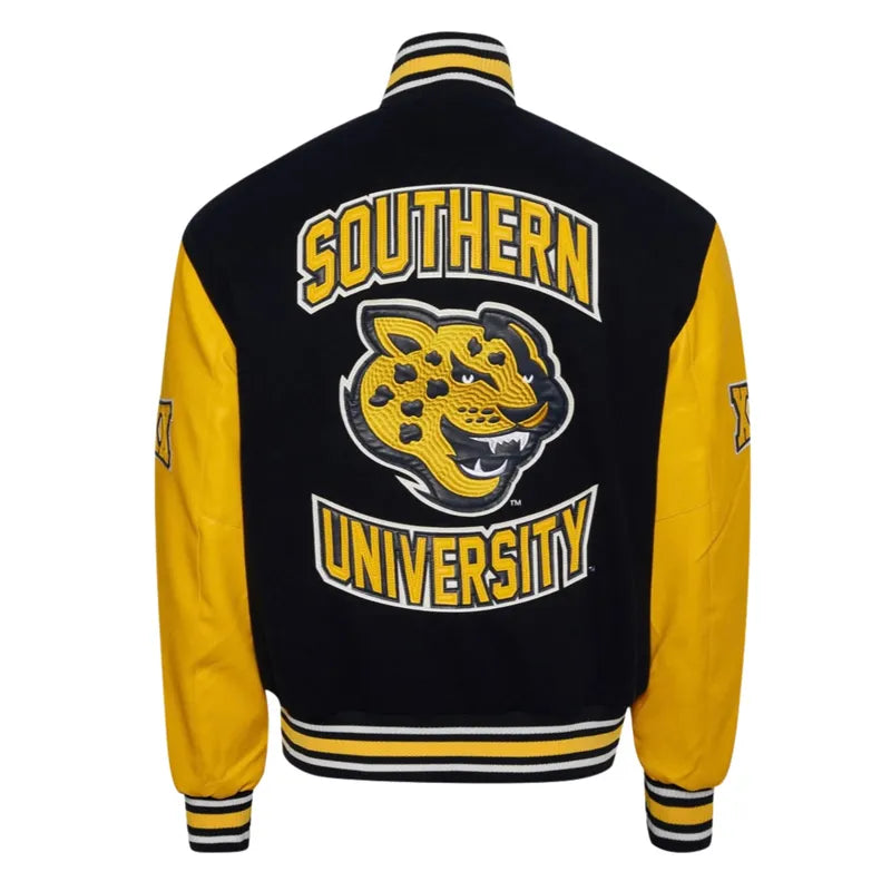 Southern University Black and Gold Varsity Jacket The Leather Fit