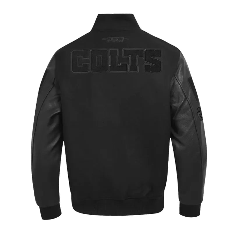 Indianapolis Colts Triple Black Varsity Wool-Leather Jacket The Leather Fit