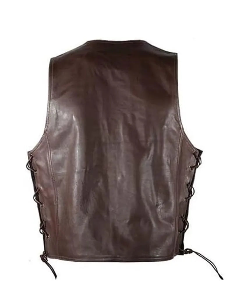 Men’s Dark Brown Leather Motorcycle Vest The Leather Fit