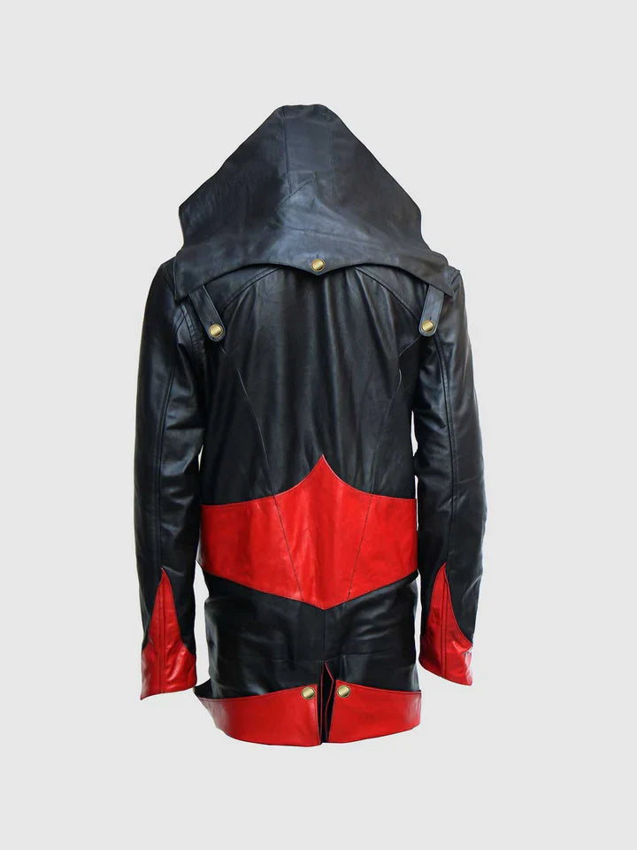 Black & Red Hood Leather Jacket The Leather Fit