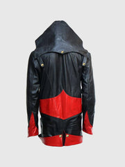 Black & Red Hood Leather Jacket The Leather Fit