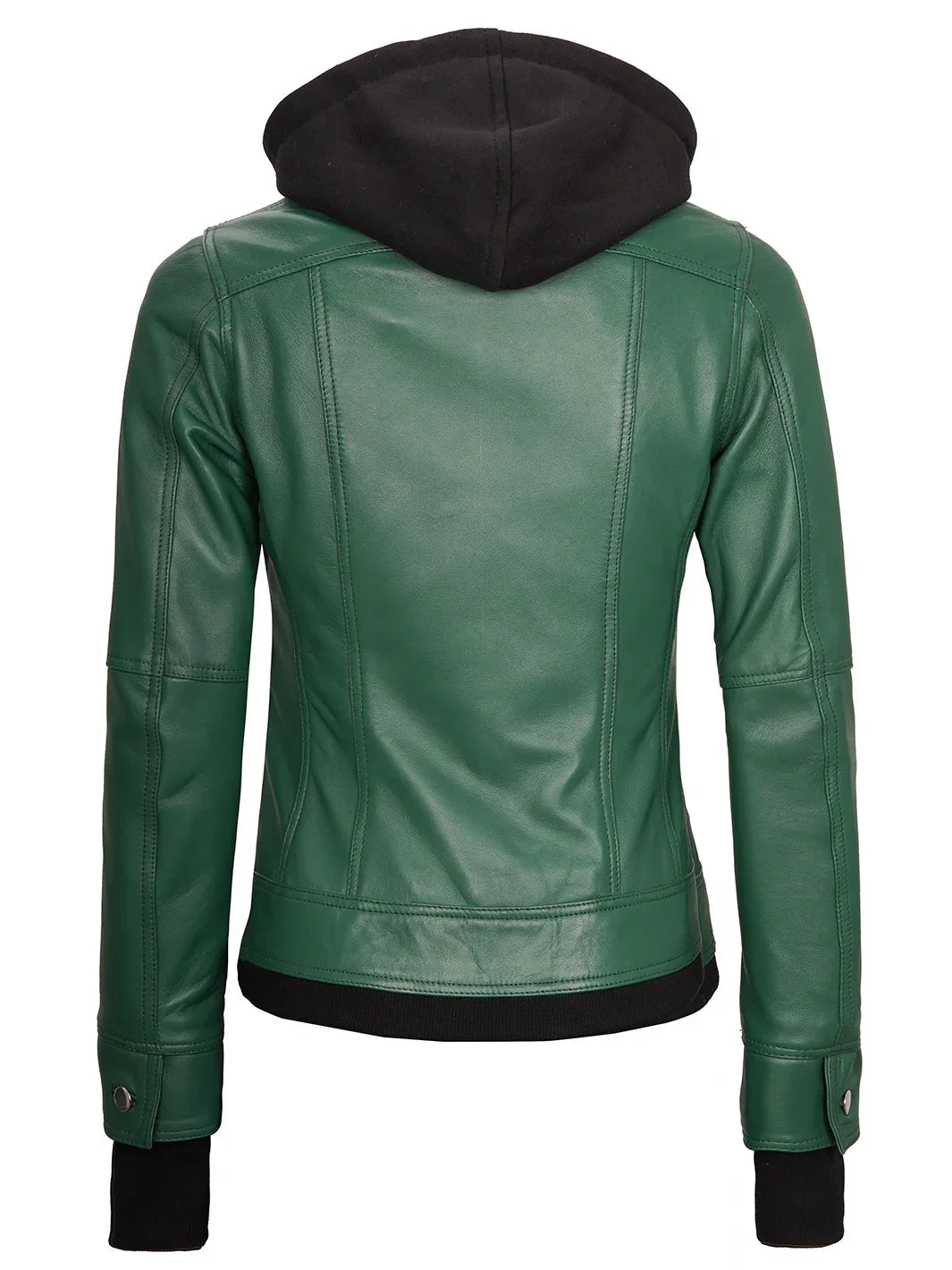 Tralee Women's Green Real Leather Jacket with Hood The Leather Fit
