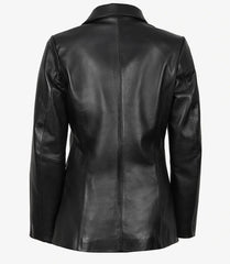 Vicenza Women's Black Two-Button Leather Blazer The Leather Fit