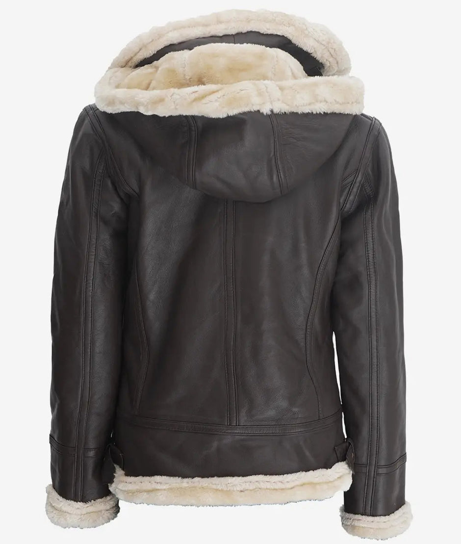 Women's leather shearling jacket brown The Leather Fit
