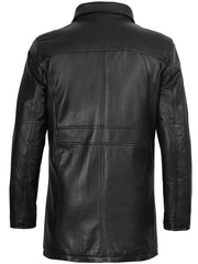Bristol Men's Black Leather Car Coat The Leather Fit