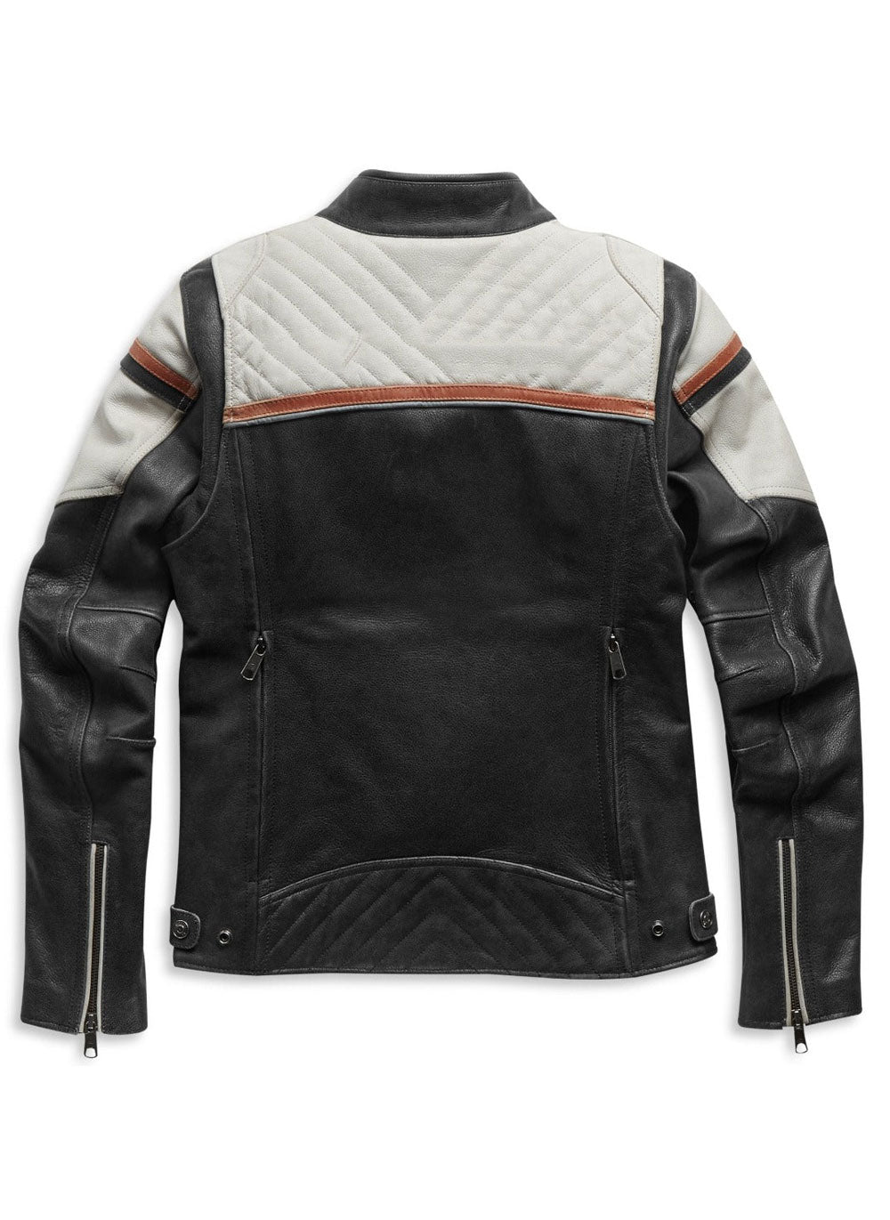 Leather Jacket, White/Black/Orange The Leather Fit