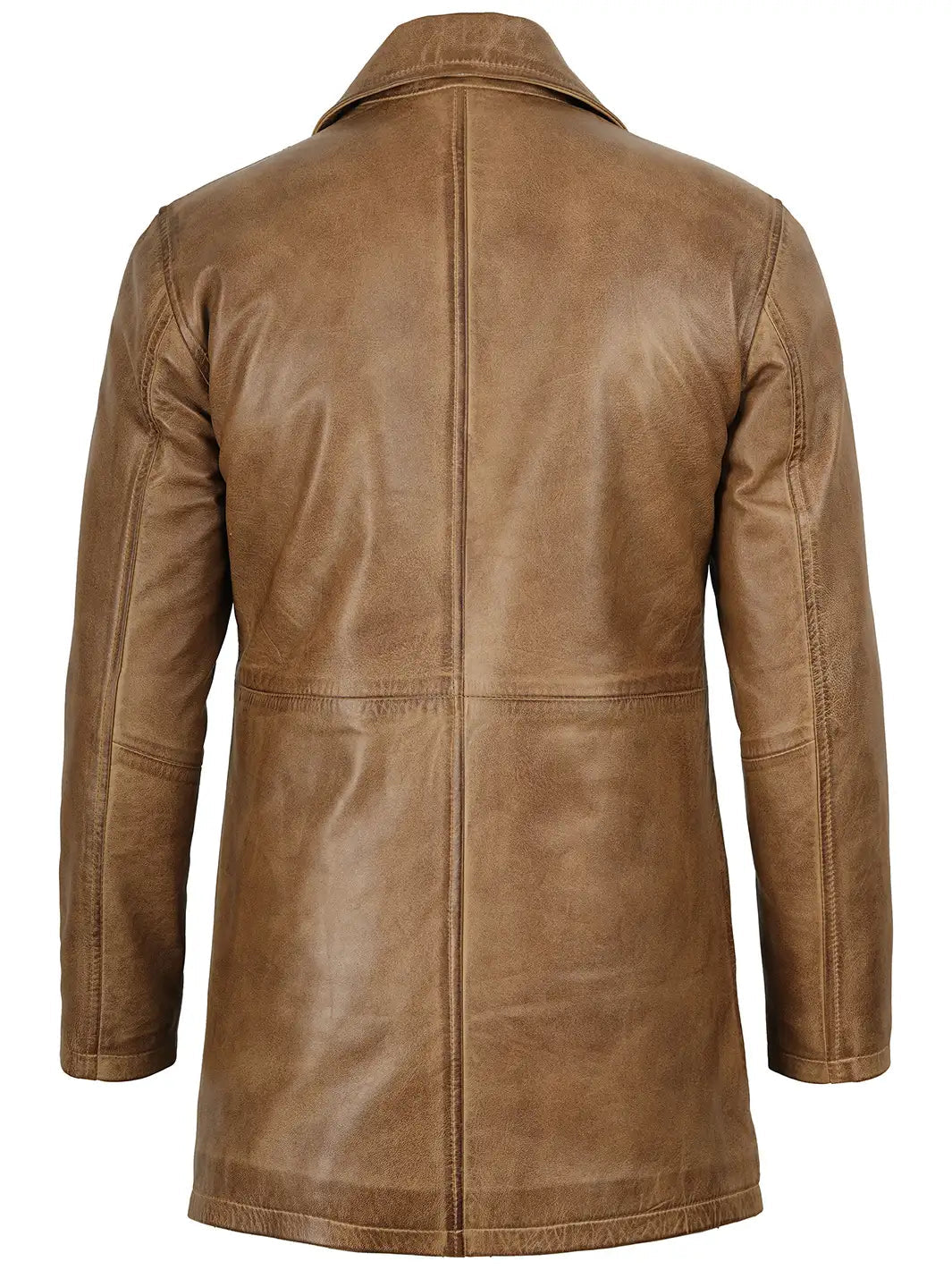 Winchester Men's Camel Brown 3/4 Length Leather Car Coat The Leather Fit
