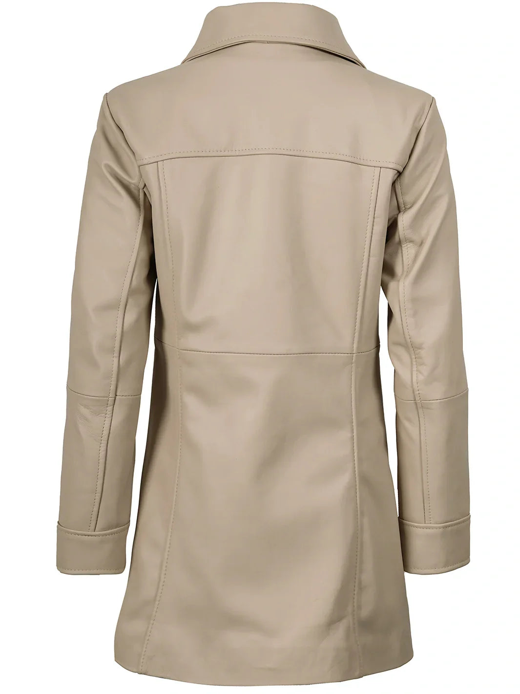 Kandis Women's Biege Real Leather Car Coat The Leather Fit
