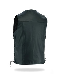 Mens Black Biker Leather Vest The Leather Fit
